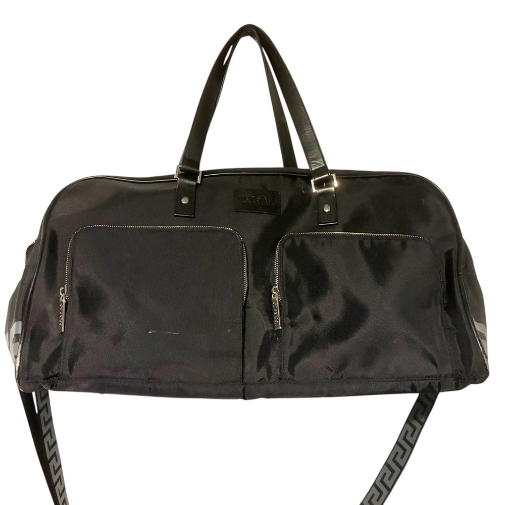 Versace Parfums Duffle Bag Black Greca Design‎ Overnight Weekender Travel Bag
